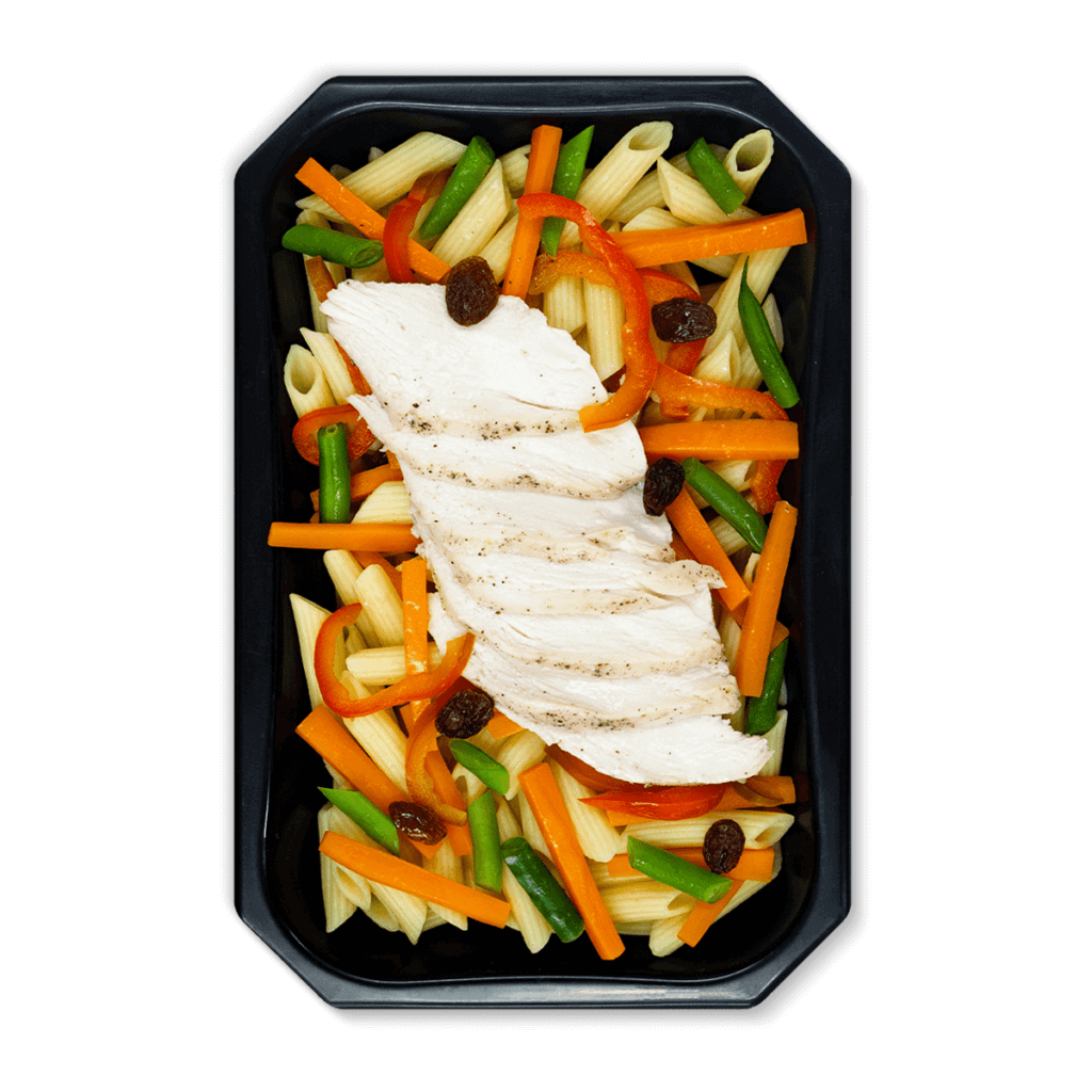 Ensalada de pasta con pechuga de pollo