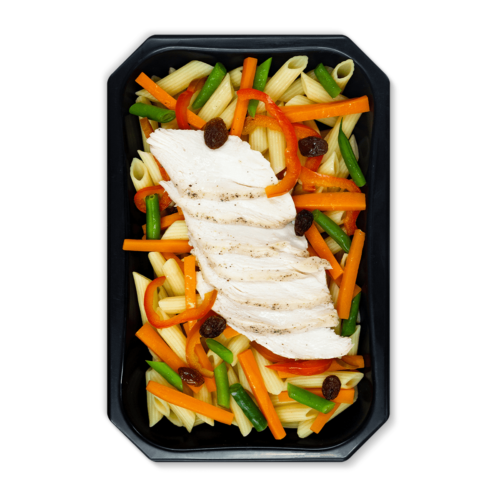 Ensalada de pasta con pechuga de pollo