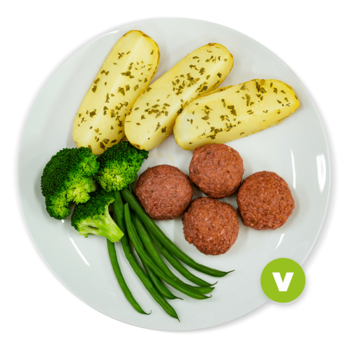 Albóndigas veganas con patata asada