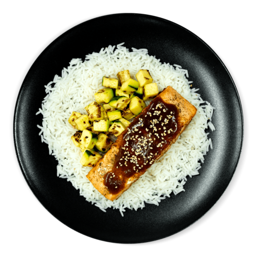 Salmón teriyaki con basmati