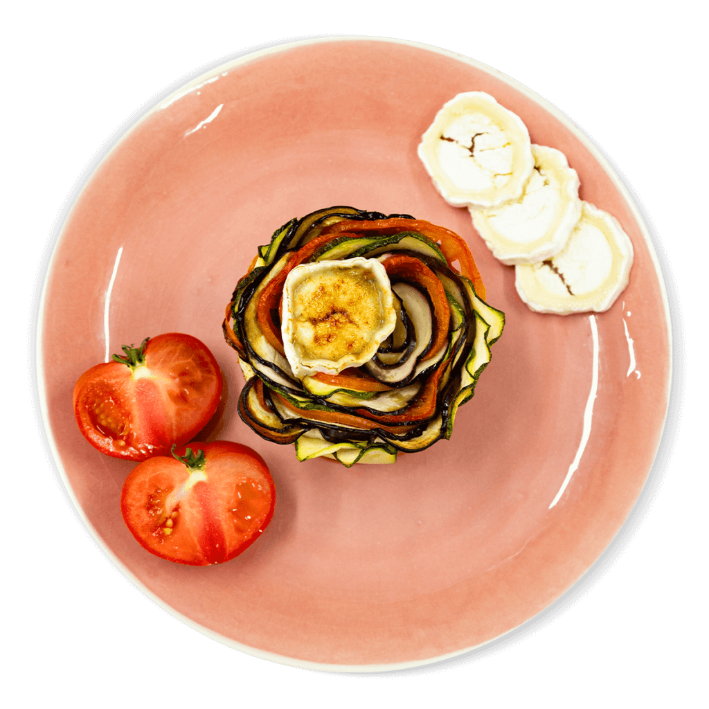 Ratatouille gratinada con queso de cabra